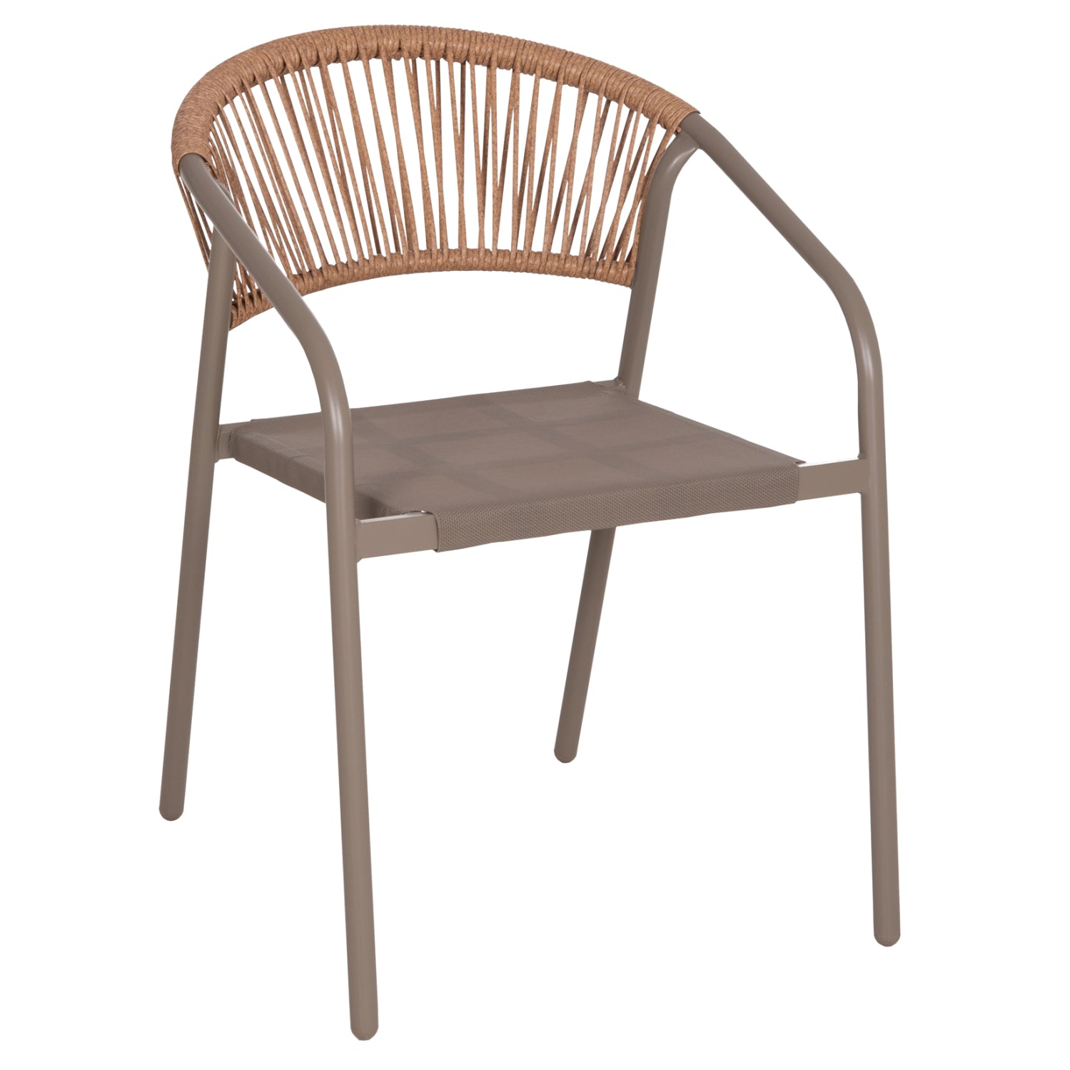 OUTDOOR ARMCHAIR HOMAN HM6430.04 METAL FRAME & TEXTILENE IN CHAMPAGNE--BEIGE P.E.RATTAN 53x58x75H