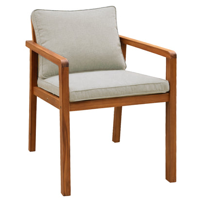 OUTDOOR DINING CHAIR BRUNEL HM6518 ACACIA WOOD IN NATURAL--CUSHIONS IN LIGHT BEIGE 57x63.5x83Hcm