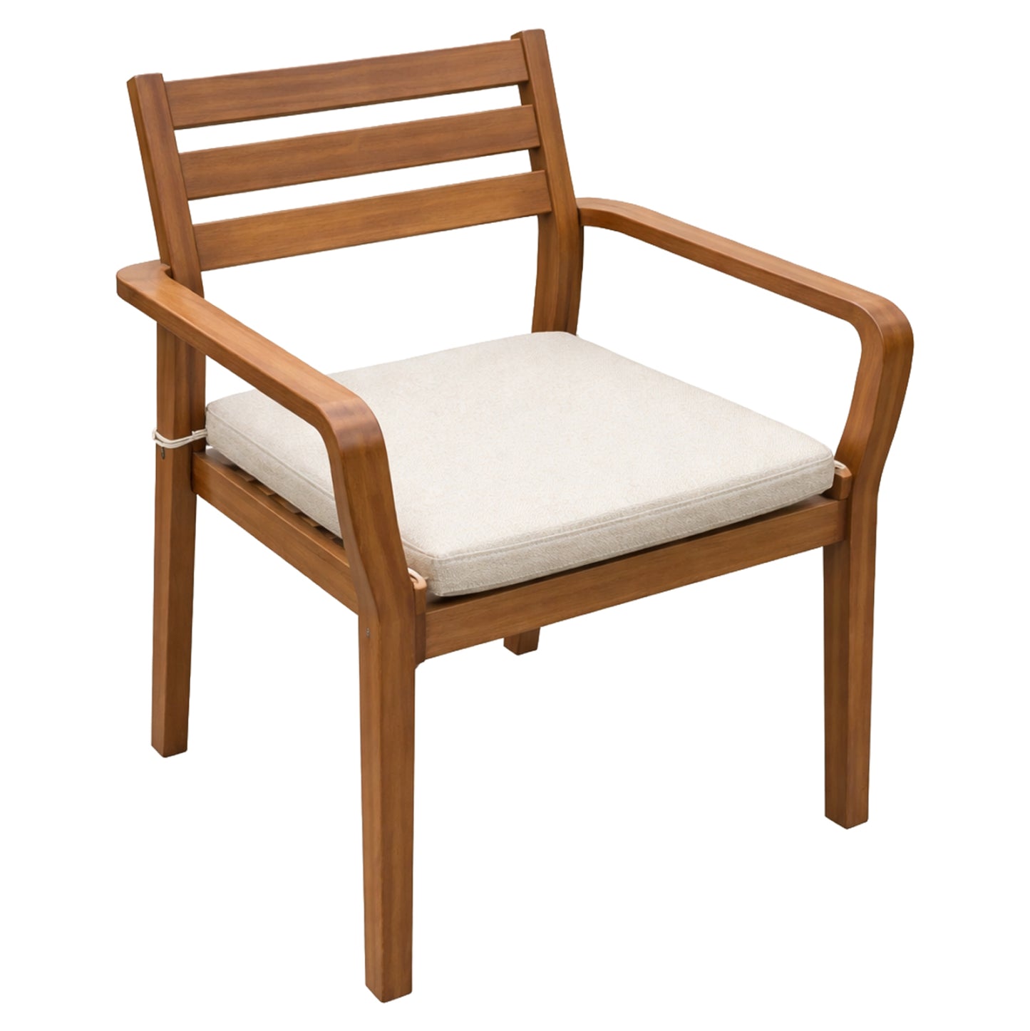 OUTDOOR DINING CHAIR STACKER HM6543 ACACIA WOOD IN NATURAL--CUSHION IN LIGHT GREY 54x61x85Hcm