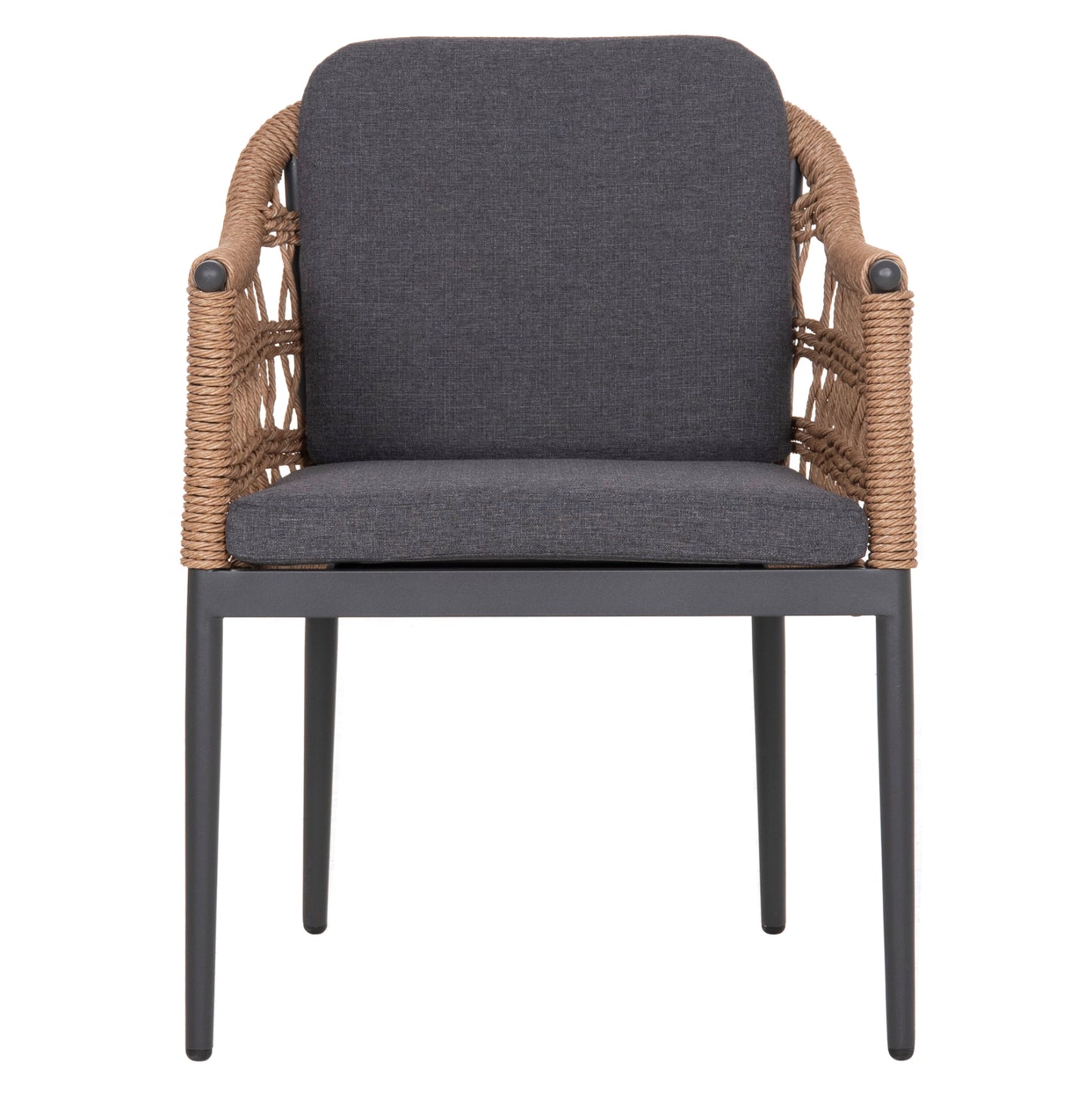 DINING CHAIR BOXER HM6556.01 ALUMINUM & OLEFIN IN GREY--TWIST WICKER 58x60x80Hcm.
