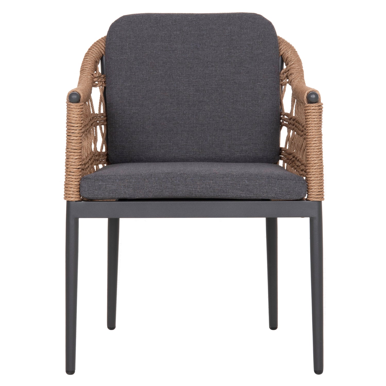 DINING CHAIR BOXER HM6556.01 ALUMINUM & OLEFIN IN GREY--TWIST WICKER 58x60x80Hcm.