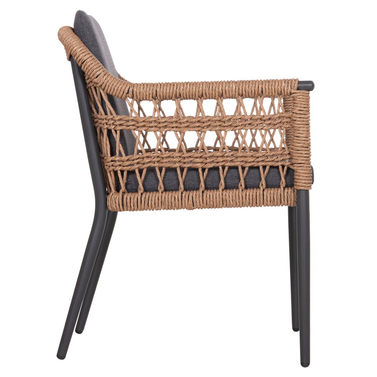 DINING CHAIR BOXER HM6556.01 ALUMINUM & OLEFIN IN GREY--TWIST WICKER 58x60x80Hcm.