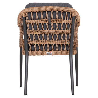 DINING CHAIR BOXER HM6556.01 ALUMINUM & OLEFIN IN GREY--TWIST WICKER 58x60x80Hcm.