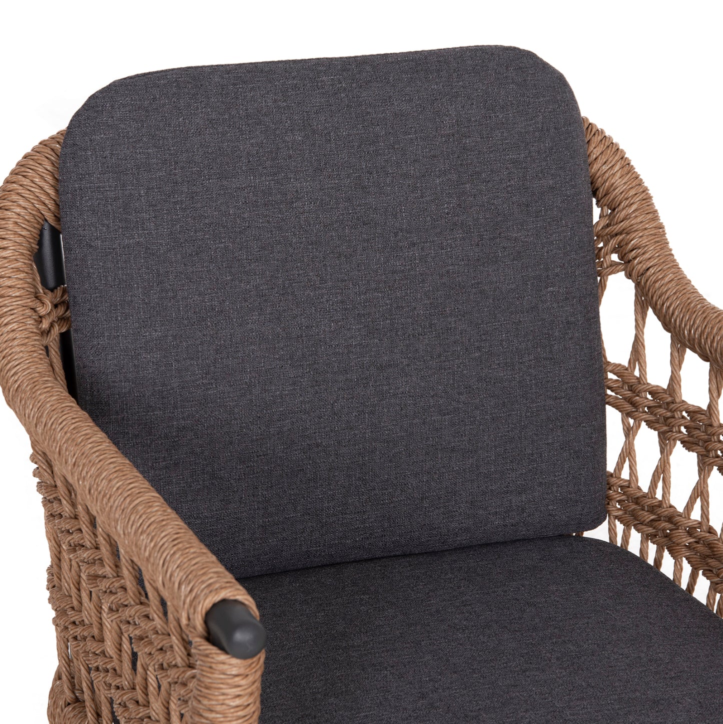 DINING CHAIR BOXER HM6556.01 ALUMINUM & OLEFIN IN GREY--TWIST WICKER 58x60x80Hcm.