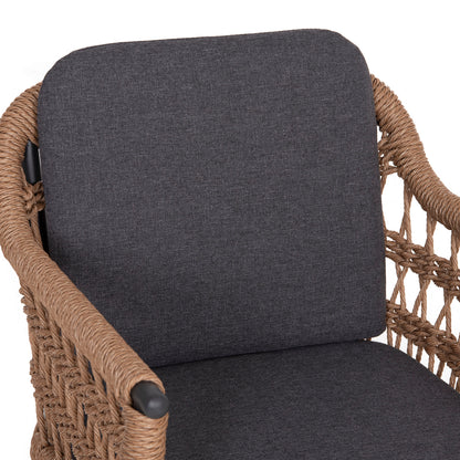 DINING CHAIR BOXER HM6556.01 ALUMINUM & OLEFIN IN GREY--TWIST WICKER 58x60x80Hcm.