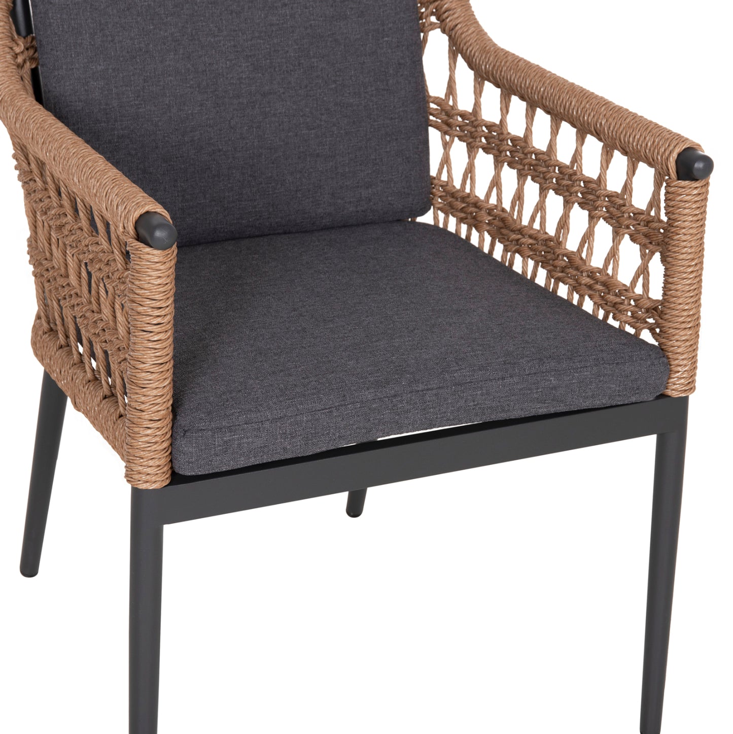 DINING CHAIR BOXER HM6556.01 ALUMINUM & OLEFIN IN GREY--TWIST WICKER 58x60x80Hcm.