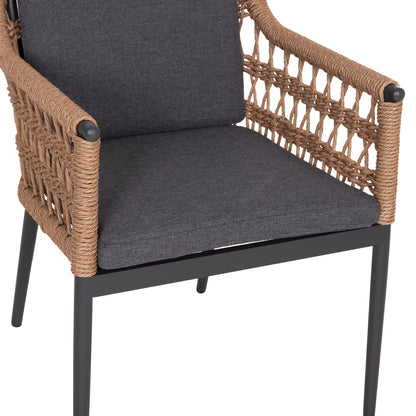 DINING CHAIR BOXER HM6556.01 ALUMINUM & OLEFIN IN GREY--TWIST WICKER 58x60x80Hcm.