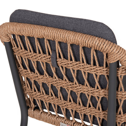 DINING CHAIR BOXER HM6556.01 ALUMINUM & OLEFIN IN GREY--TWIST WICKER 58x60x80Hcm.