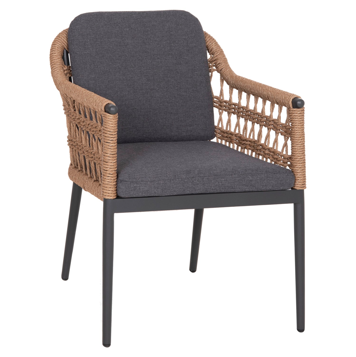 DINING CHAIR BOXER HM6556.01 ALUMINUM & OLEFIN IN GREY--TWIST WICKER 58x60x80Hcm.