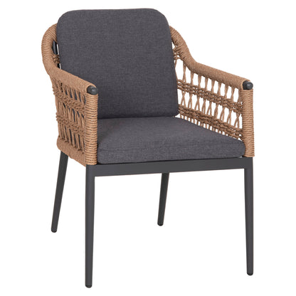 DINING CHAIR BOXER HM6556.01 ALUMINUM & OLEFIN IN GREY--TWIST WICKER 58x60x80Hcm.