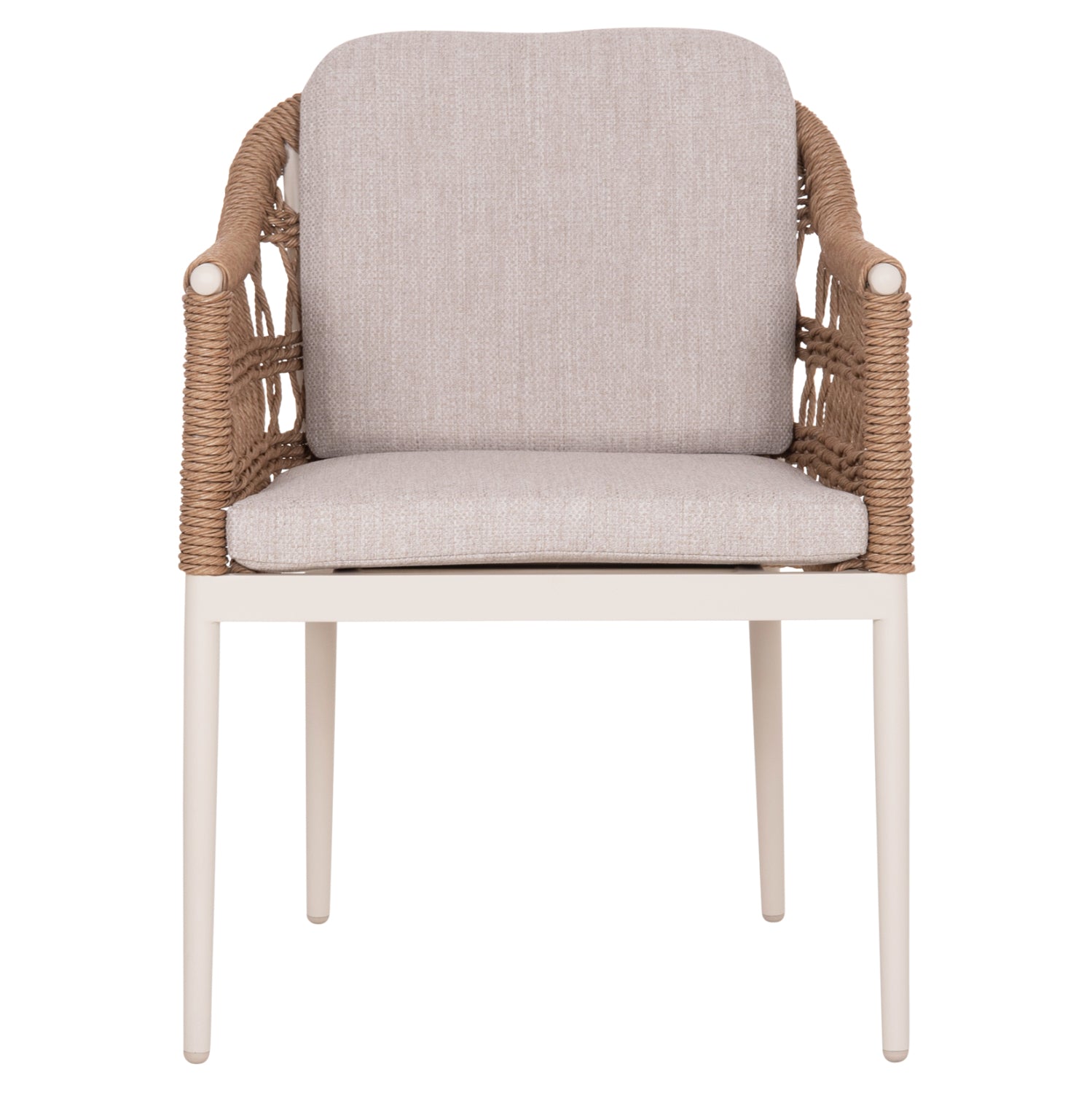 DINING CHAIR BOXER HM6556.02 ALUMINUM & OLEFIN IN BEIGE--TWIST WICKER 58x60x80Hcm.