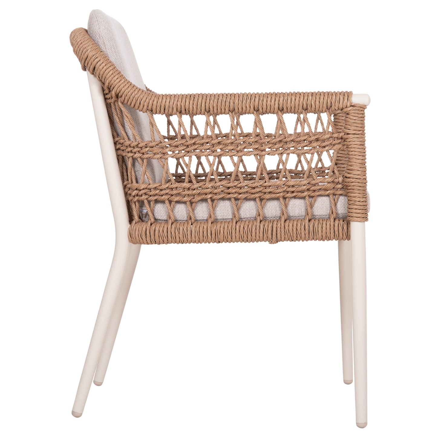 DINING CHAIR BOXER HM6556.02 ALUMINUM & OLEFIN IN BEIGE--TWIST WICKER 58x60x80Hcm.