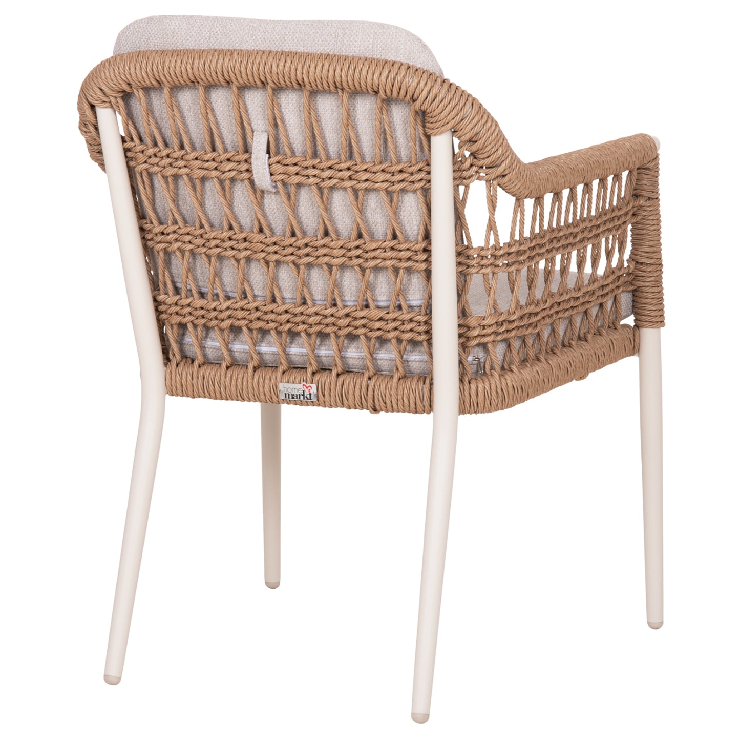 DINING CHAIR BOXER HM6556.02 ALUMINUM & OLEFIN IN BEIGE--TWIST WICKER 58x60x80Hcm.