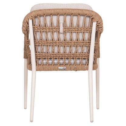DINING CHAIR BOXER HM6556.02 ALUMINUM & OLEFIN IN BEIGE--TWIST WICKER 58x60x80Hcm.