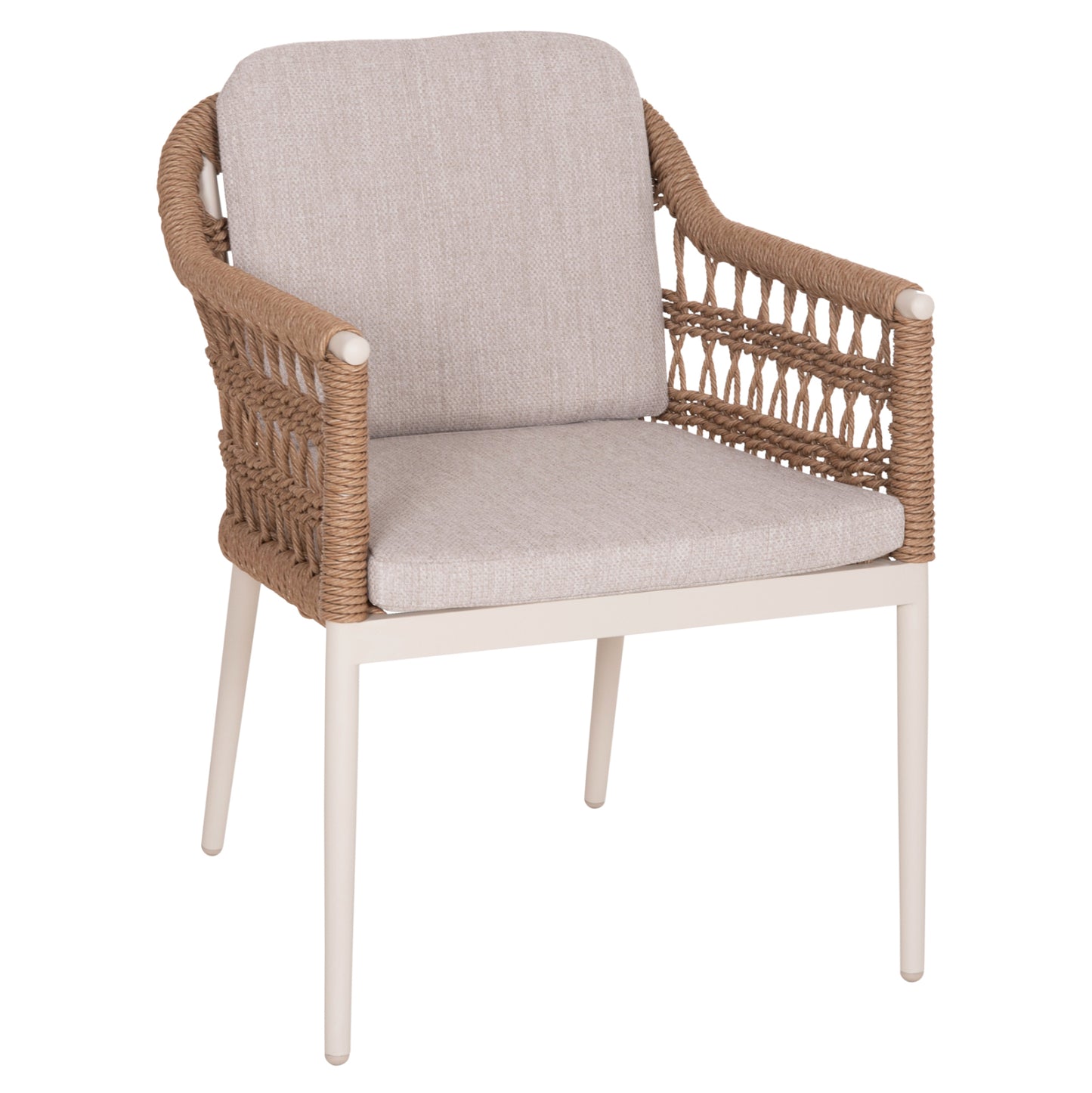 DINING CHAIR BOXER HM6556.02 ALUMINUM & OLEFIN IN BEIGE--TWIST WICKER 58x60x80Hcm.