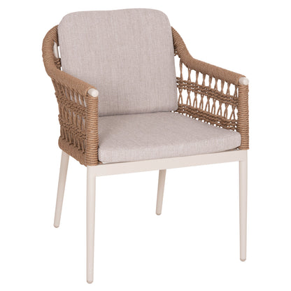 DINING CHAIR BOXER HM6556.02 ALUMINUM & OLEFIN IN BEIGE--TWIST WICKER 58x60x80Hcm.