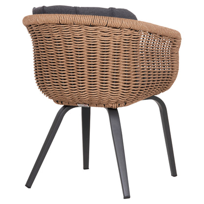 DINING CHAIR VICTUS HM6559.01 ALUMINUM & OLEFIN IN GREY--TWIST WICKER 60x62x76Hcm.