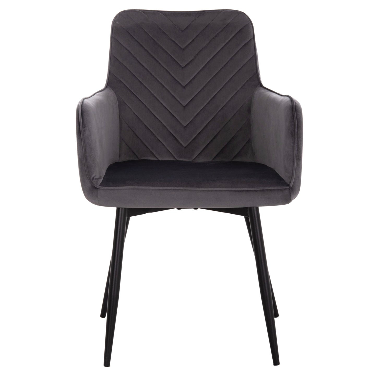 ARMCHAIR LATRELL HM8582.01 GREY VELVET & BLACK METAL LEGS 54x57x84Hcm.