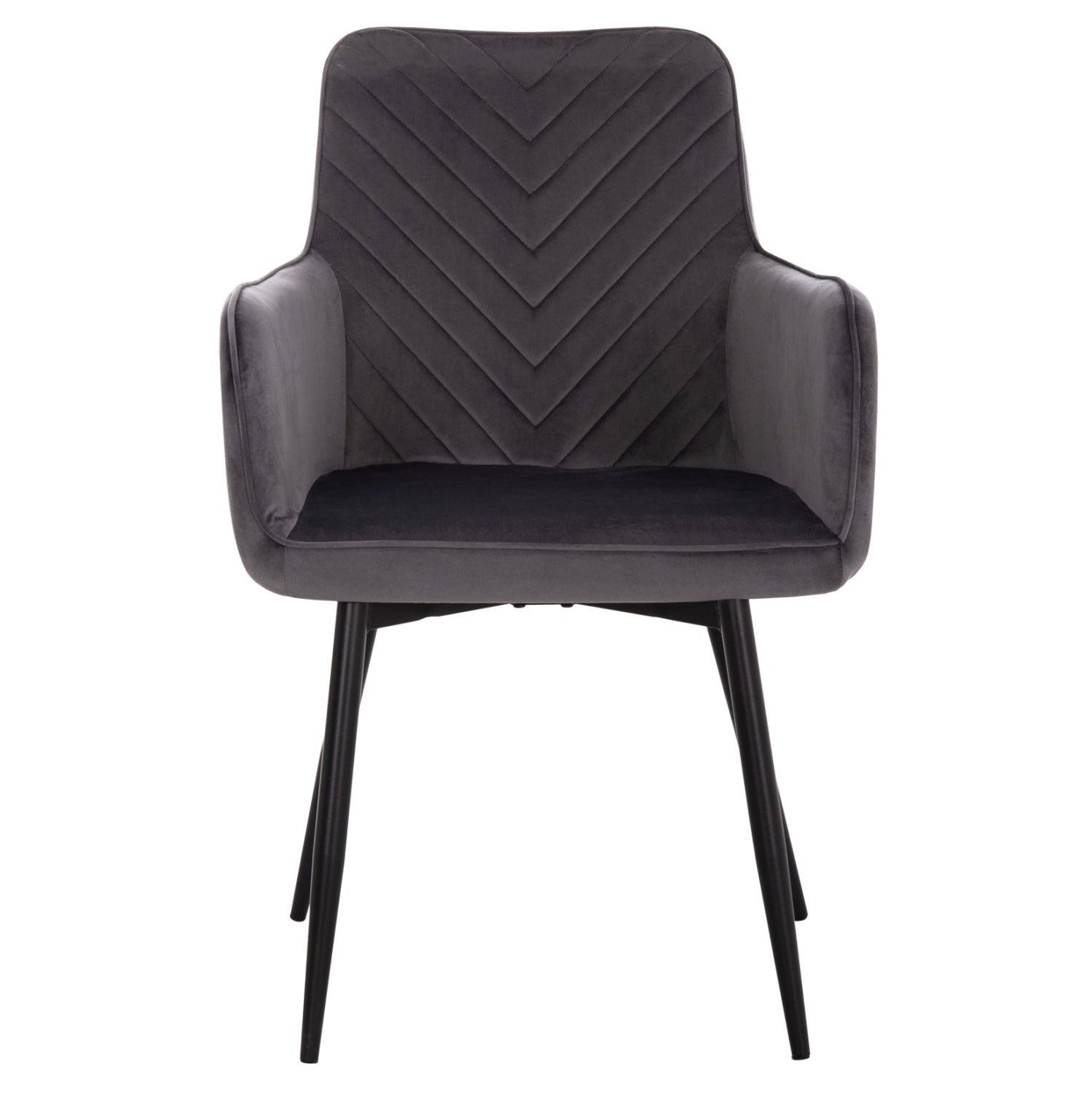 ARMCHAIR LATRELL HM8582.01 GREY VELVET & BLACK METAL LEGS 54x57x84Hcm.