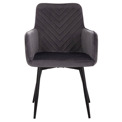 ARMCHAIR LATRELL HM8582.01 GREY VELVET & BLACK METAL LEGS 54x57x84Hcm.