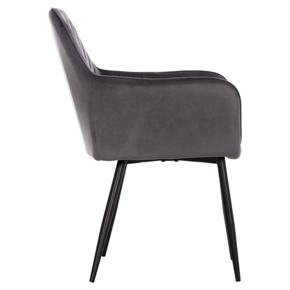 ARMCHAIR LATRELL HM8582.01 GREY VELVET & BLACK METAL LEGS 54x57x84Hcm.
