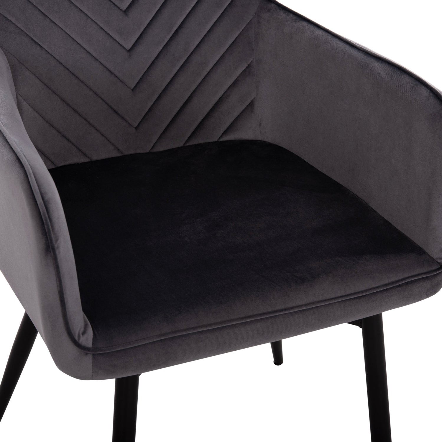 ARMCHAIR LATRELL HM8582.01 GREY VELVET & BLACK METAL LEGS 54x57x84Hcm.