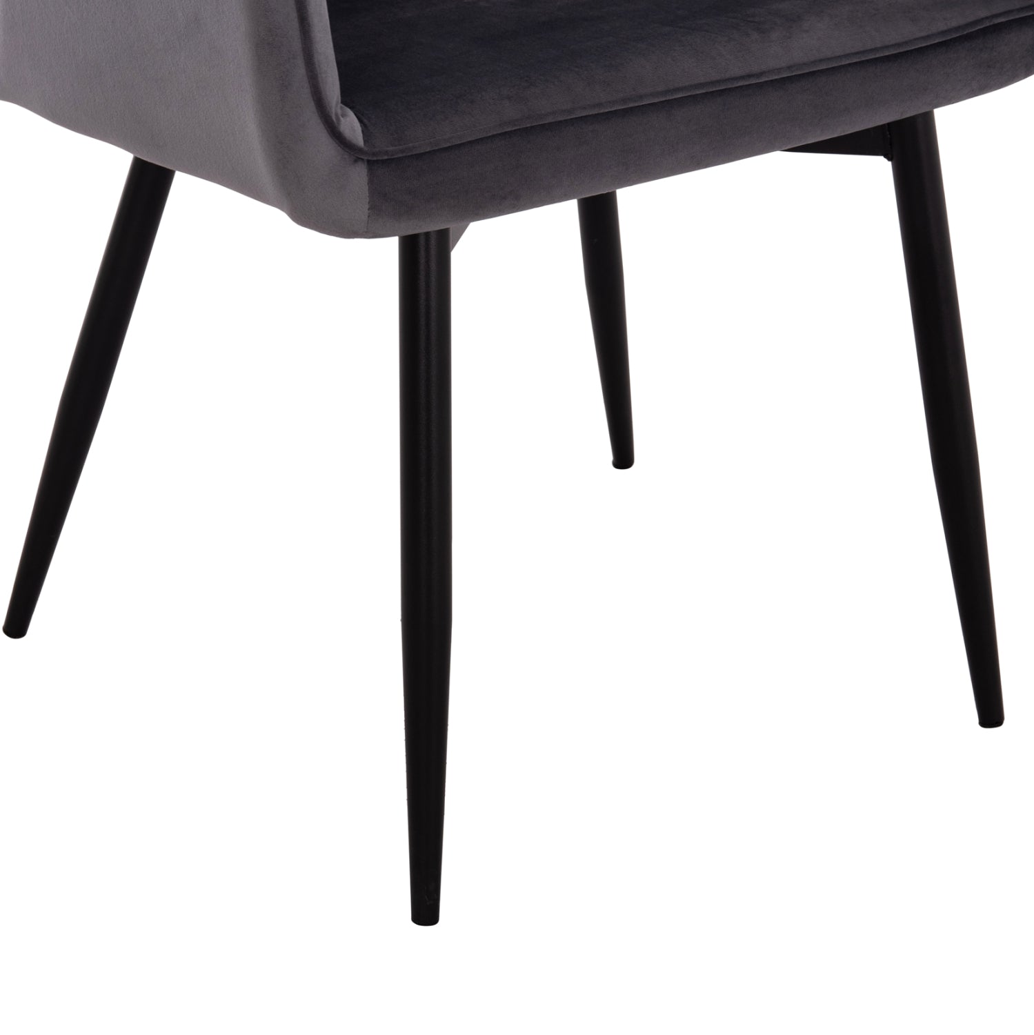 ARMCHAIR LATRELL HM8582.01 GREY VELVET & BLACK METAL LEGS 54x57x84Hcm.