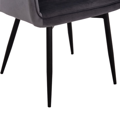 ARMCHAIR LATRELL HM8582.01 GREY VELVET & BLACK METAL LEGS 54x57x84Hcm.