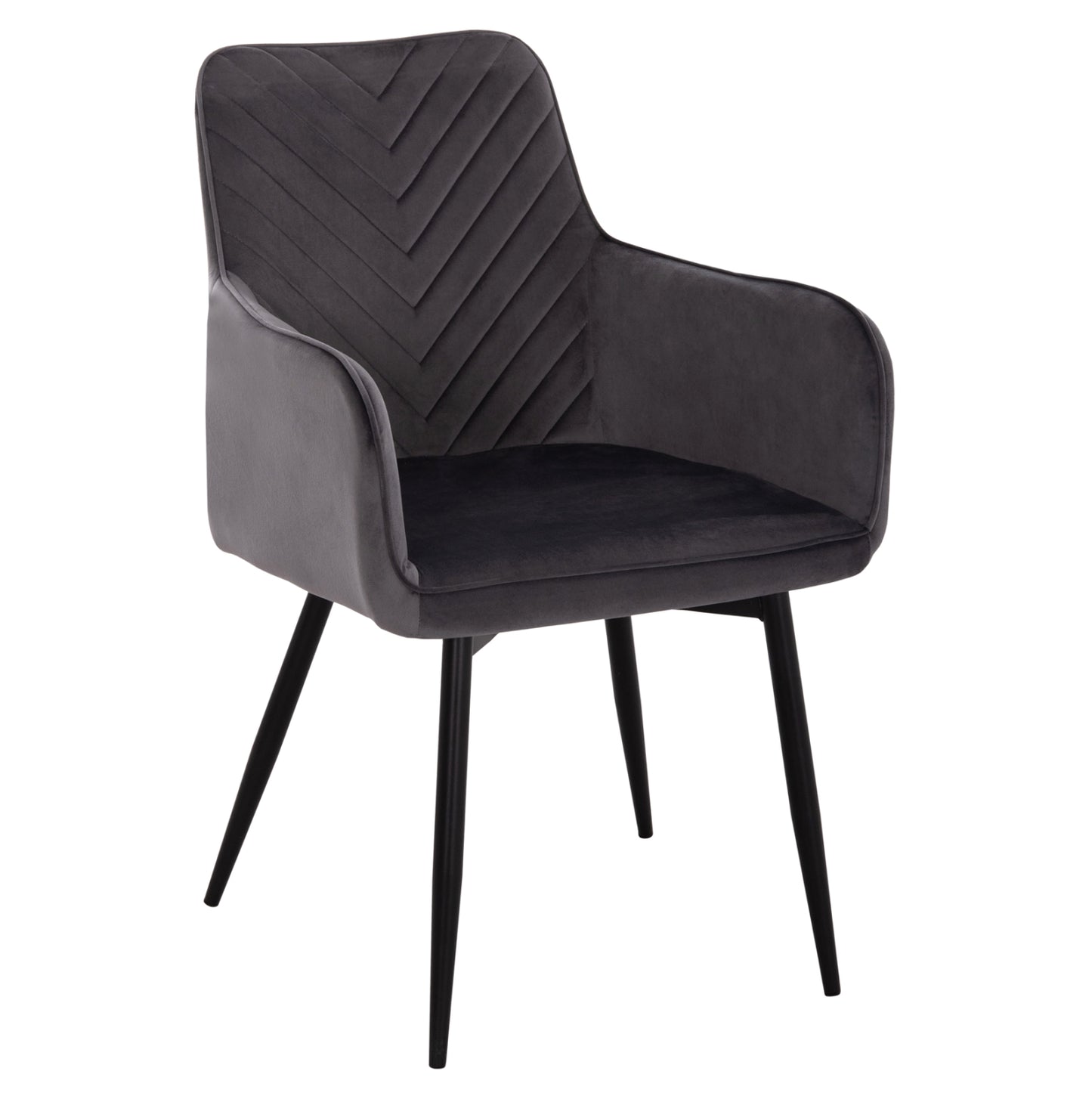 ARMCHAIR LATRELL HM8582.01 GREY VELVET & BLACK METAL LEGS 54x57x84Hcm.