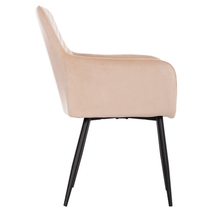 DINING ARMCHAIR LATRELL HM8582.05 ECRU VELVET & BLACK METAL LEGS 54x57x84Hcm.