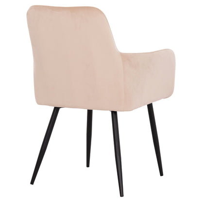 DINING ARMCHAIR LATRELL HM8582.05 ECRU VELVET & BLACK METAL LEGS 54x57x84Hcm.