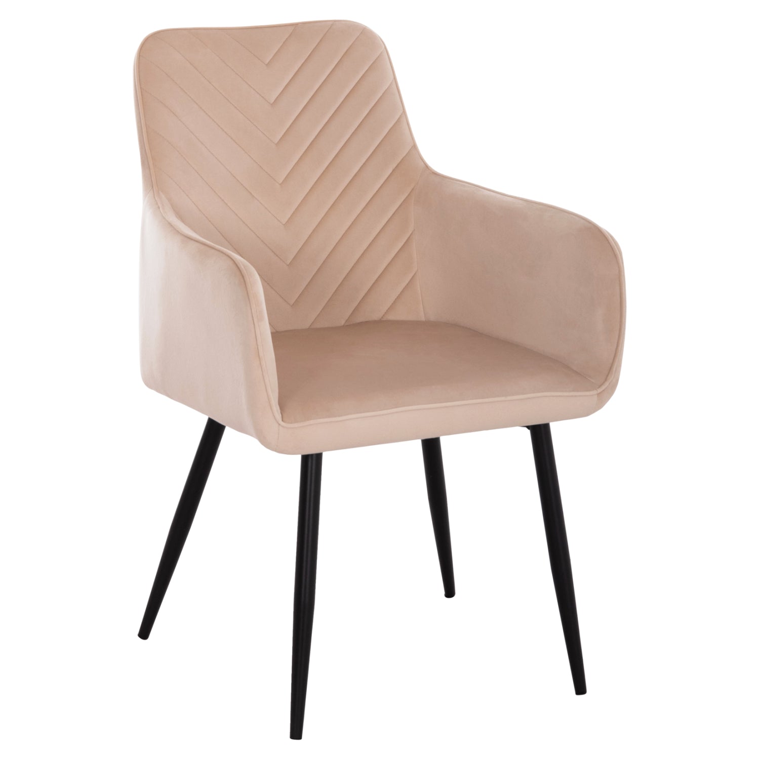 DINING ARMCHAIR LATRELL HM8582.05 ECRU VELVET & BLACK METAL LEGS 54x57x84Hcm.