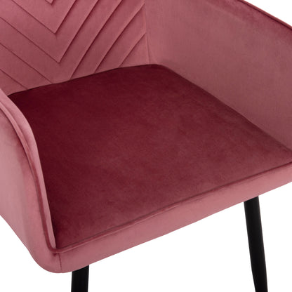 DINING ARMCHAIR LATRELL HM8582.12 DUSTY PINK VELVET & BLACK METAL LEGS 54x57x84Hcm.