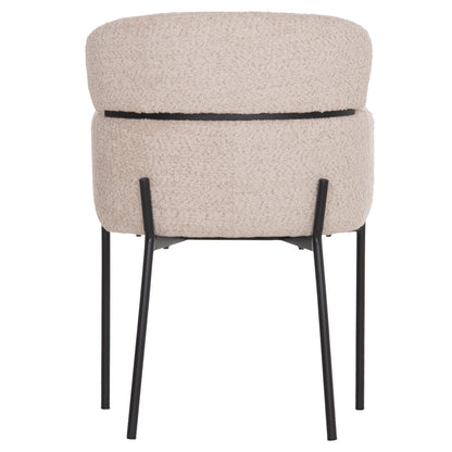 ARMCHAIR WOLF HM8583.02 ECRU BOUCLE FABRIC-BLACK METAL LEGS 56x62x80Hcm.
