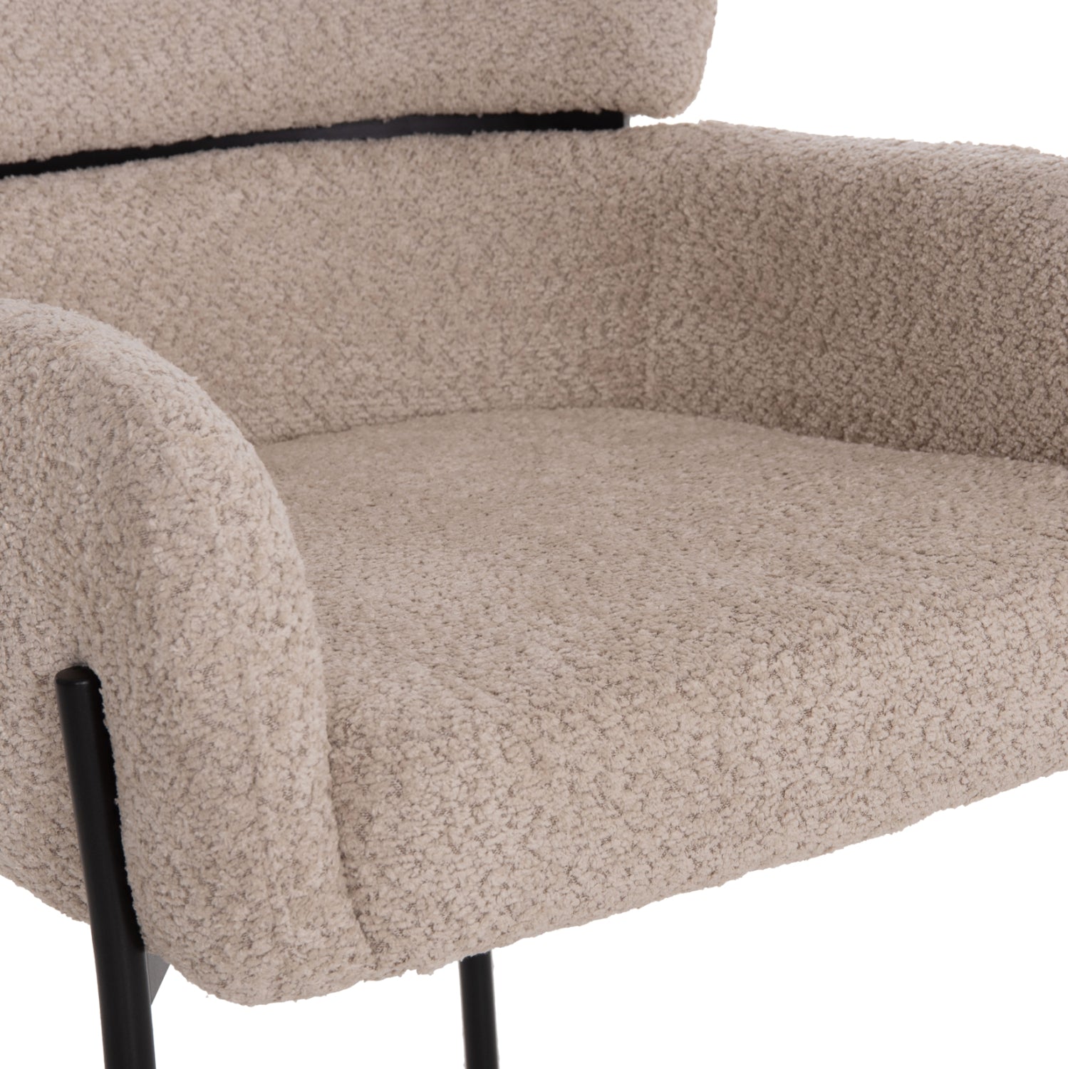 ARMCHAIR WOLF HM8583.02 ECRU BOUCLE FABRIC-BLACK METAL LEGS 56x62x80Hcm.