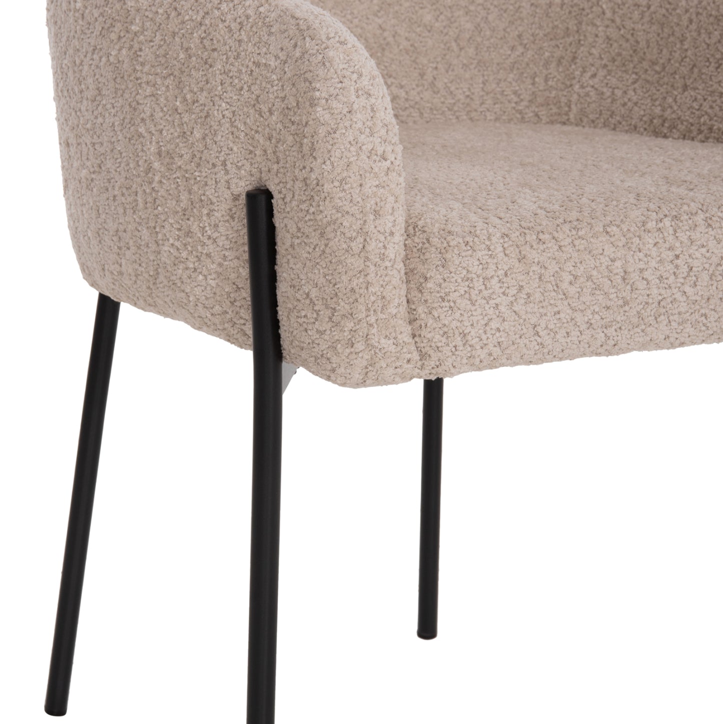 ARMCHAIR WOLF HM8583.02 ECRU BOUCLE FABRIC-BLACK METAL LEGS 56x62x80Hcm.