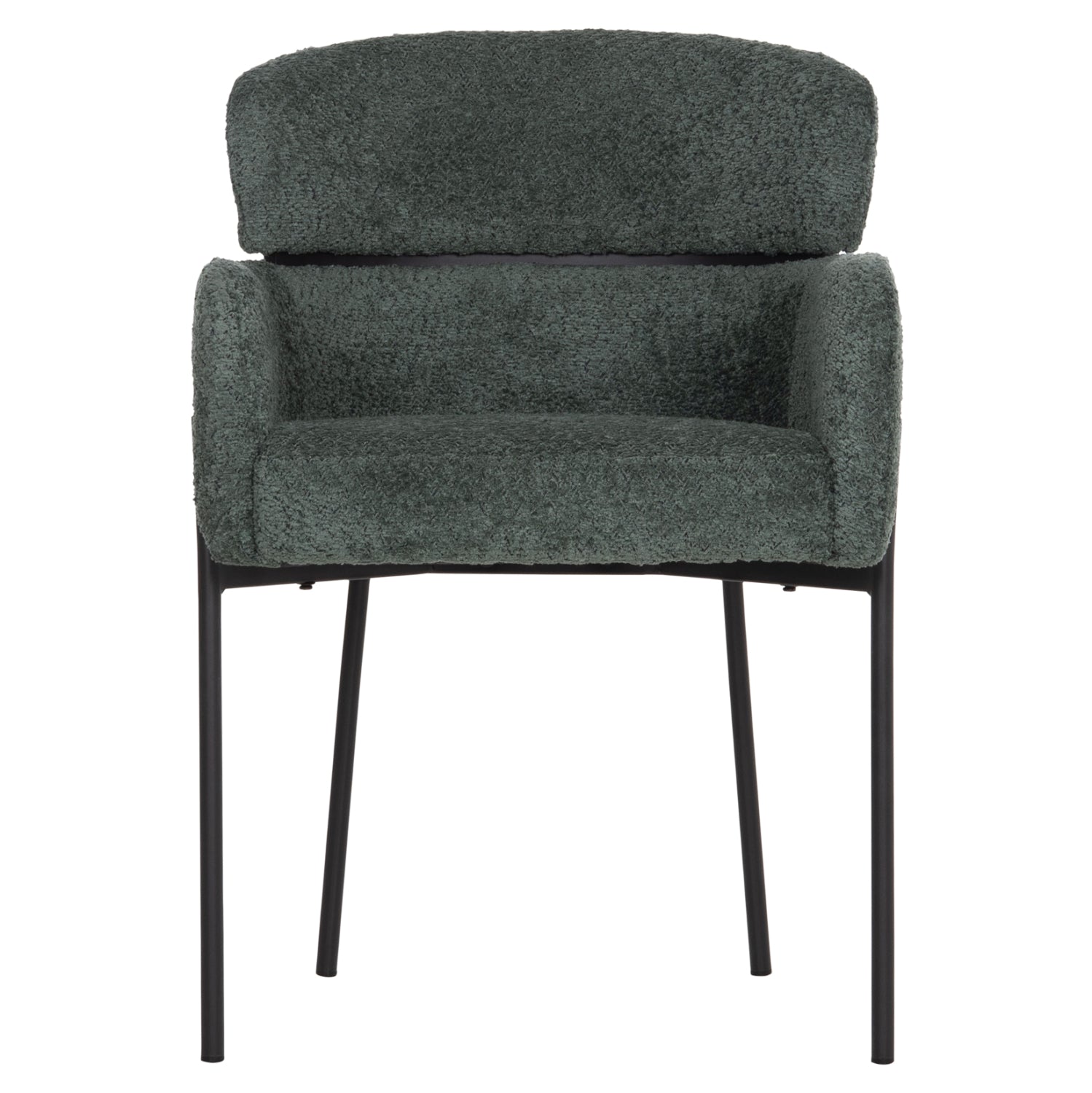 ARMCHAIR WOLF HM8583.03 PETROL GREEN BOUCLE FABRIC-BLACK METAL LEGS 56x62x80Hcm.