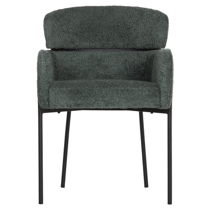 ARMCHAIR WOLF HM8583.03 PETROL GREEN BOUCLE FABRIC-BLACK METAL LEGS 56x62x80Hcm.
