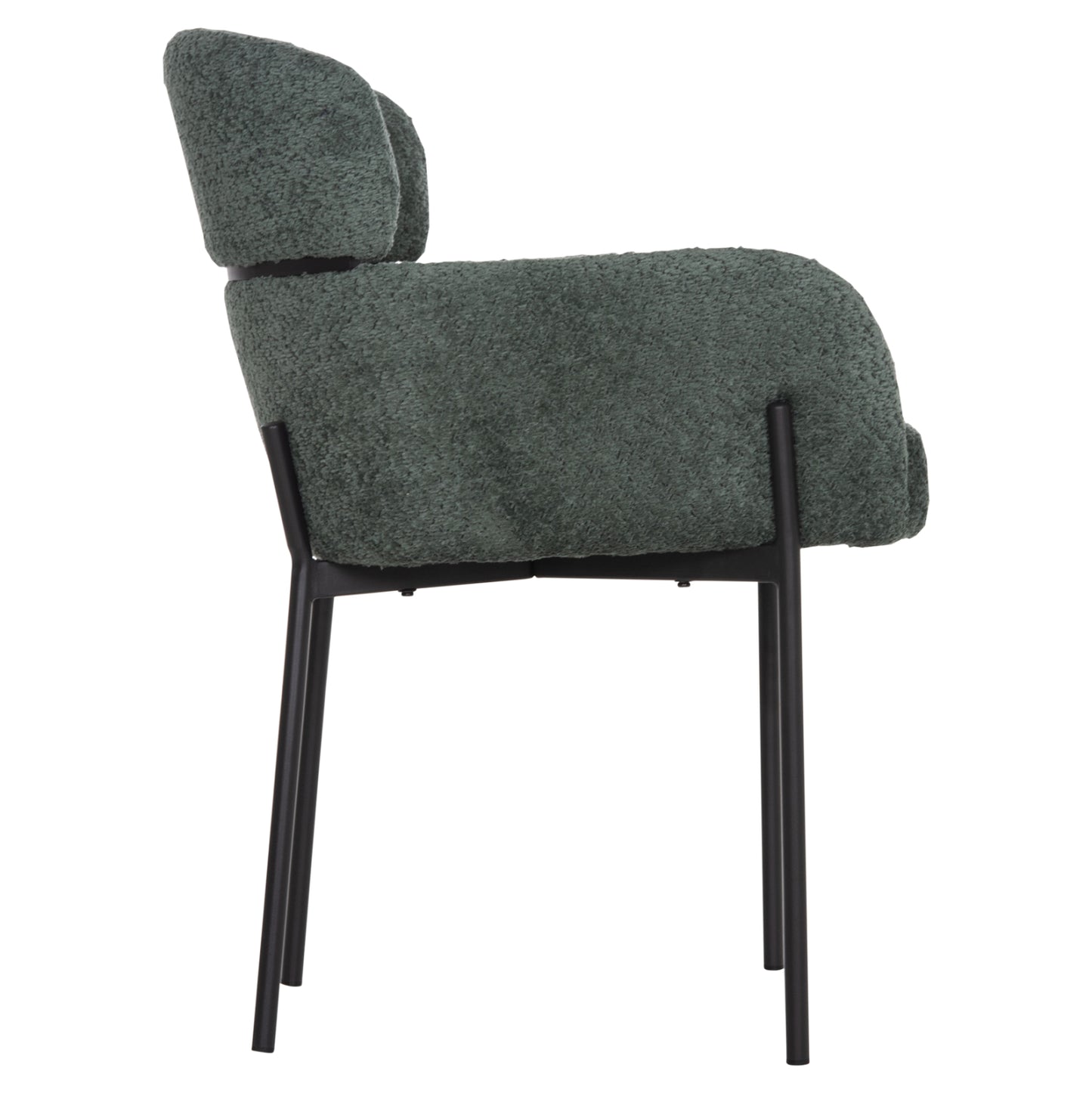 ARMCHAIR WOLF HM8583.03 PETROL GREEN BOUCLE FABRIC-BLACK METAL LEGS 56x62x80Hcm.