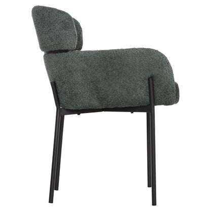 ARMCHAIR WOLF HM8583.03 PETROL GREEN BOUCLE FABRIC-BLACK METAL LEGS 56x62x80Hcm.