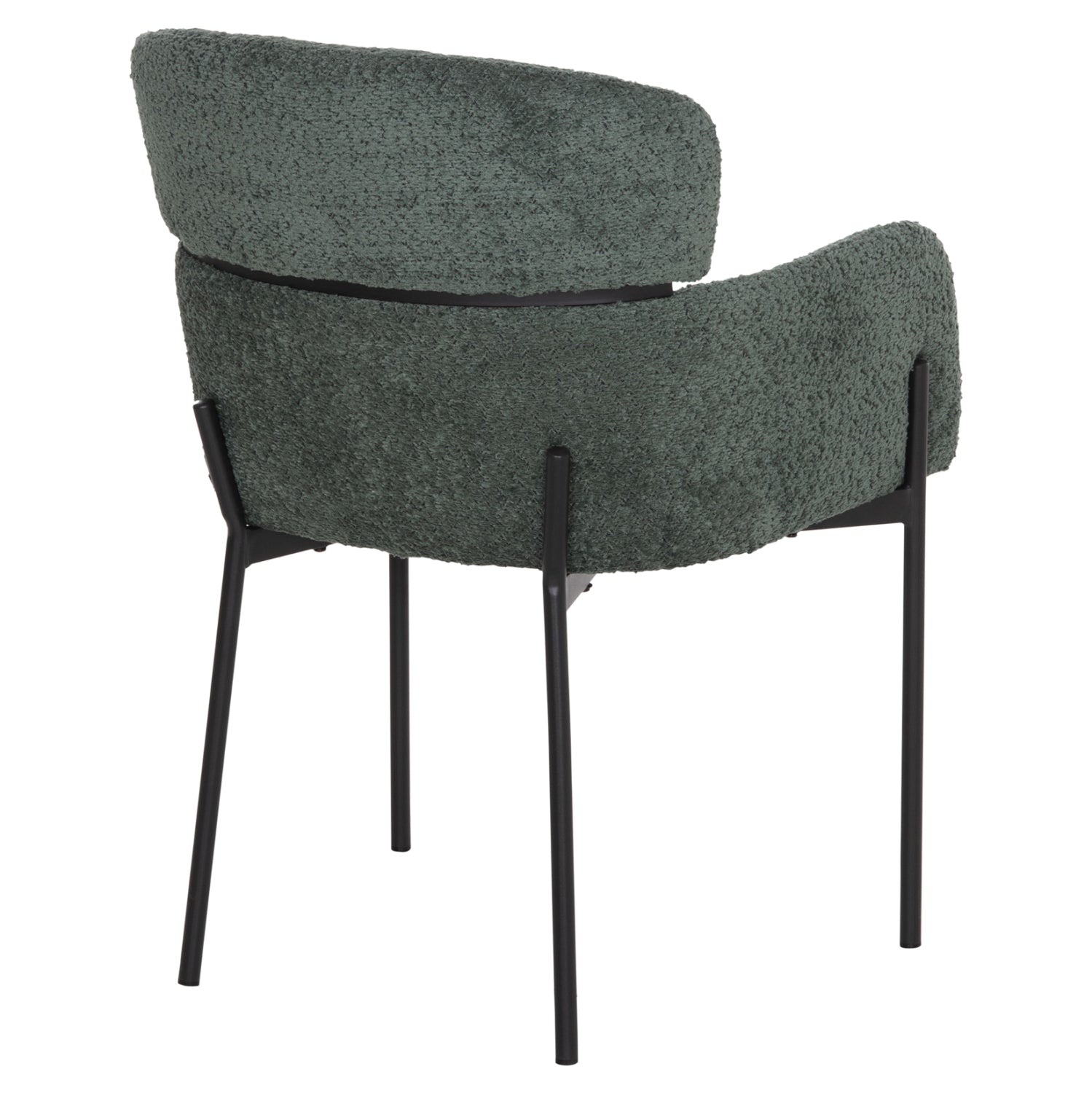 ARMCHAIR WOLF HM8583.03 PETROL GREEN BOUCLE FABRIC-BLACK METAL LEGS 56x62x80Hcm.