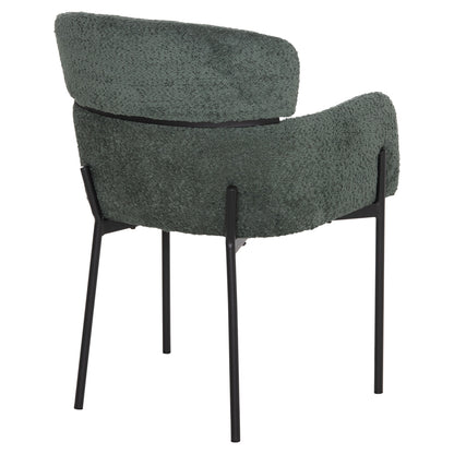 ARMCHAIR WOLF HM8583.03 PETROL GREEN BOUCLE FABRIC-BLACK METAL LEGS 56x62x80Hcm.