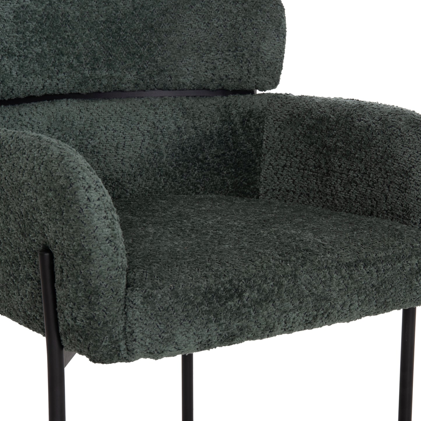 ARMCHAIR WOLF HM8583.03 PETROL GREEN BOUCLE FABRIC-BLACK METAL LEGS 56x62x80Hcm.