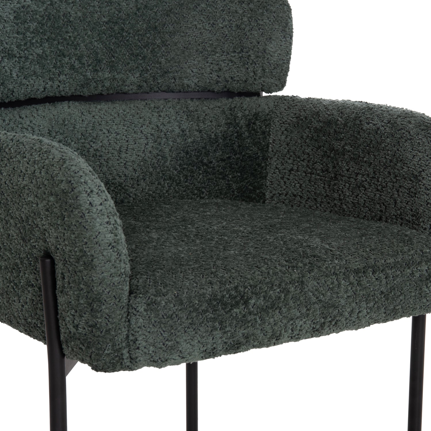 ARMCHAIR WOLF HM8583.03 PETROL GREEN BOUCLE FABRIC-BLACK METAL LEGS 56x62x80Hcm.