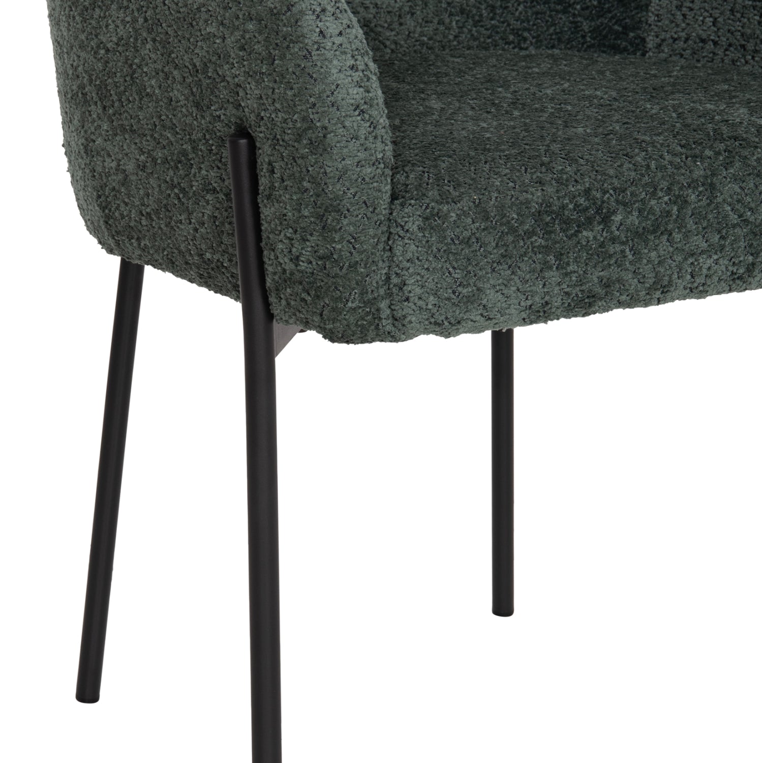 ARMCHAIR WOLF HM8583.03 PETROL GREEN BOUCLE FABRIC-BLACK METAL LEGS 56x62x80Hcm.