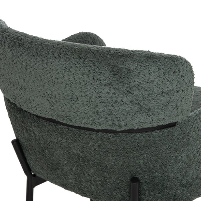 ARMCHAIR WOLF HM8583.03 PETROL GREEN BOUCLE FABRIC-BLACK METAL LEGS 56x62x80Hcm.