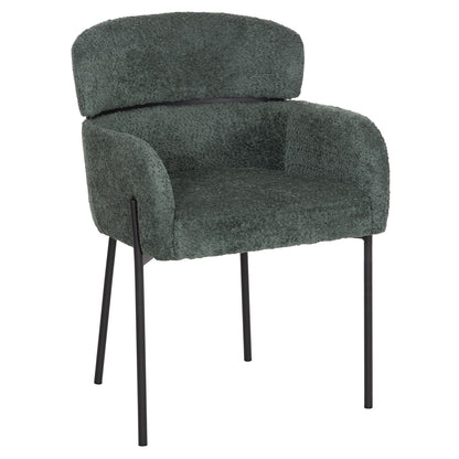 ARMCHAIR WOLF HM8583.03 PETROL GREEN BOUCLE FABRIC-BLACK METAL LEGS 56x62x80Hcm.
