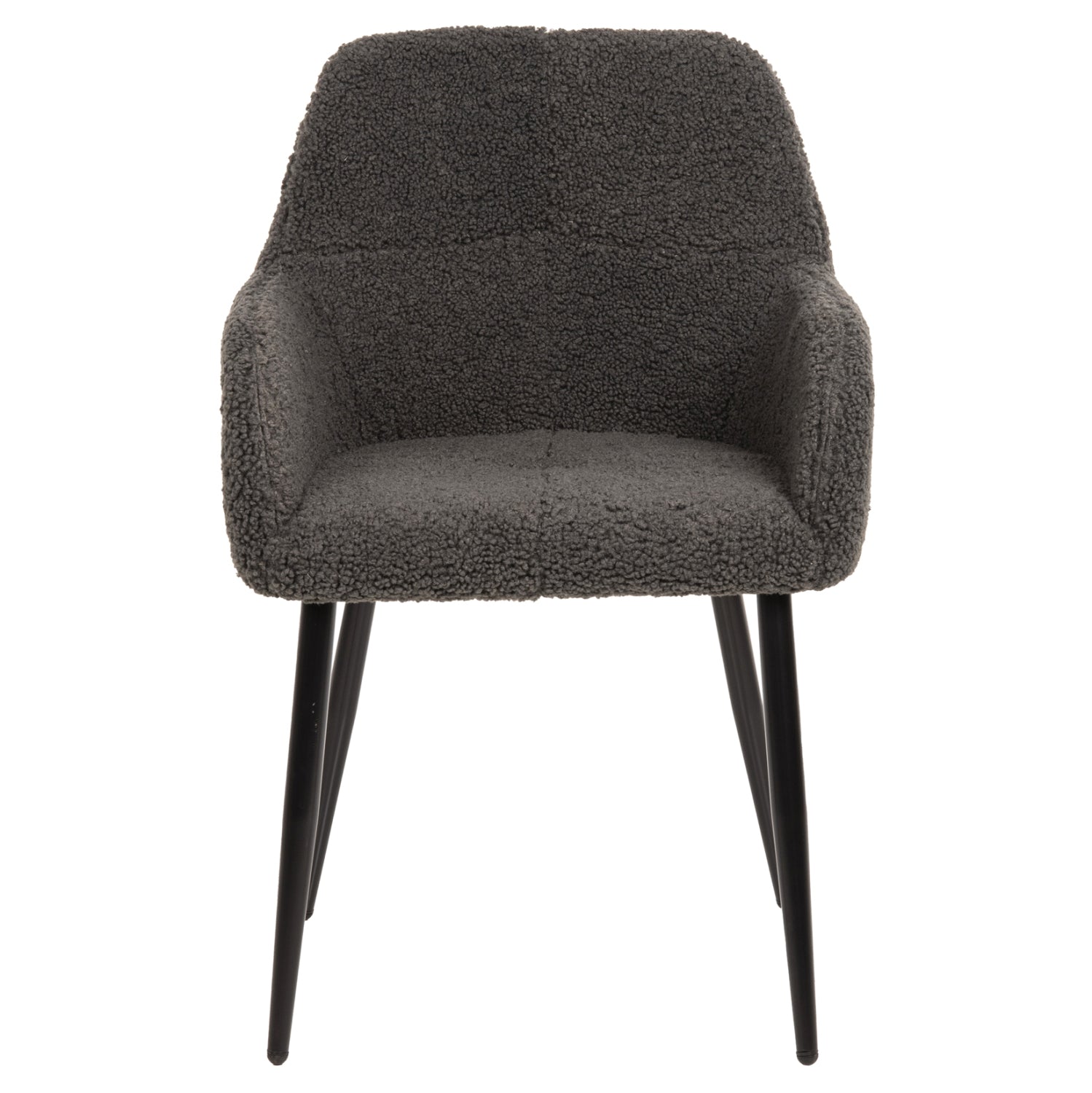 ARMCHAIR SHELLY HM8591.01 TEDDY FABRIC IN GREY-BLACK METAL LEGS 57x55x87Hcm.