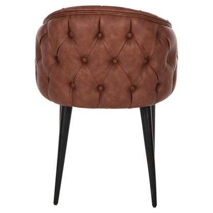 ARMCHAIR “LORETTA” HM9271.53 IN TAN BROWN PU LEATHER & BLACK WOODEN LEGS 53x60x82H CM.