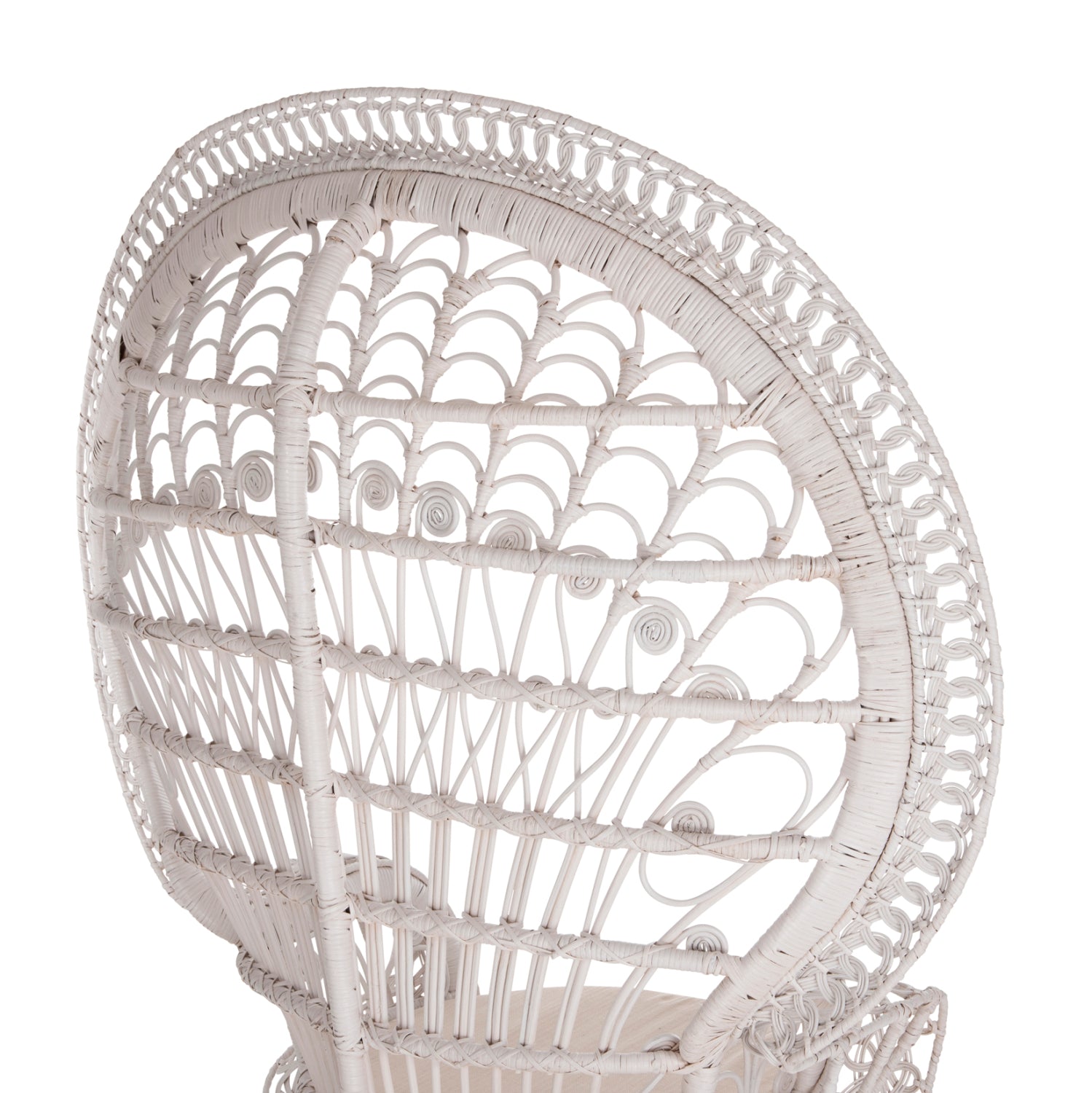 ARMCHAIR ROYAL PEACOCK HM9342.02 RATTAN IN WHITE- CUSHION WHITE 114x72x150Hcm.